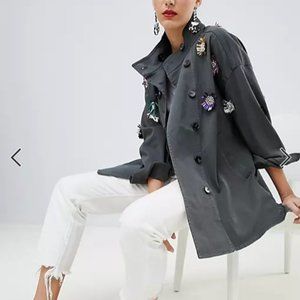 ASOS Custommade military jacket with flower embellishments